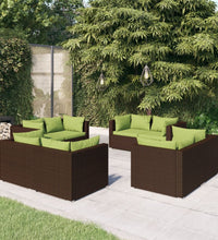 8-tlg. Garten-Lounge-Set mit Kissen Poly Rattan Braun