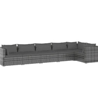6-tlg. Garten-Lounge-Set mit Kissen Poly Rattan Grau