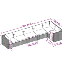 6-tlg. Garten-Lounge-Set mit Kissen Poly Rattan Grau