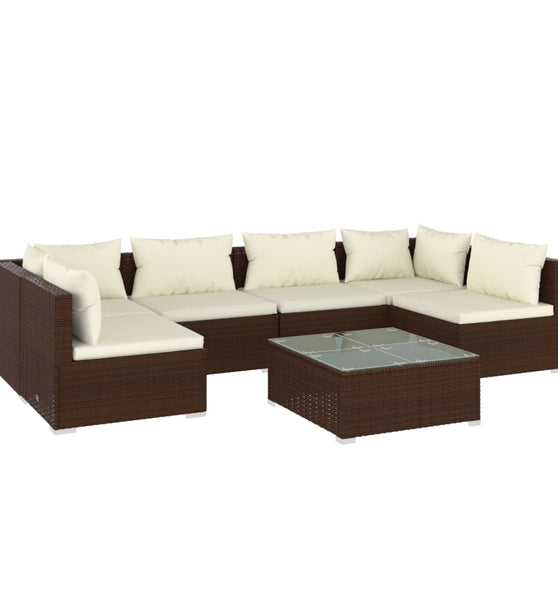 7-tlg. Garten-Lounge-Set mit Kissen Poly Rattan Braun