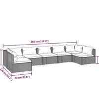 7-tlg. Garten-Lounge-Set mit Kissen Poly Rattan Braun