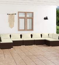 7-tlg. Garten-Lounge-Set mit Kissen Poly Rattan Braun