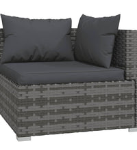 6-tlg. Garten-Lounge-Set mit Kissen Poly Rattan Grau