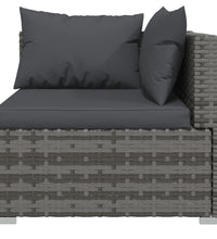 7-tlg. Garten-Lounge-Set mit Kissen Poly Rattan Grau