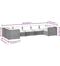 7-tlg. Garten-Lounge-Set mit Kissen Poly Rattan Grau