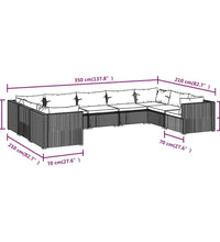 9-tlg. Garten-Lounge-Set mit Kissen Poly Rattan Grau