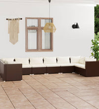 10-tlg. Garten-Lounge-Set mit Kissen Poly Rattan Braun