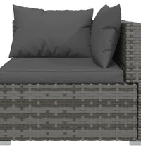 9-tlg. Garten-Lounge-Set mit Kissen Grau Poly Rattan