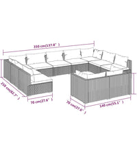 11-tlg. Garten-Lounge-Set mit Kissen Braun Poly Rattan