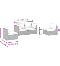 4-tlg. Garten-Lounge-Set mit Kissen Poly Rattan Grau