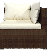 7-tlg. Garten-Lounge-Set mit Kissen Poly Rattan Braun