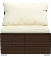 7-tlg. Garten-Lounge-Set mit Kissen Poly Rattan Braun