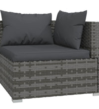 8-tlg. Garten-Lounge-Set mit Kissen Poly Rattan Grau