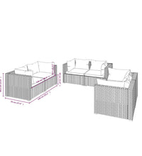 6-tlg. Garten-Lounge-Set mit Auflagen Poly Rattan Braun