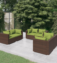 6-tlg. Garten-Lounge-Set mit Auflagen Poly Rattan Braun