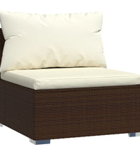 10-tlg. Garten-Lounge-Set mit Kissen Braun Poly Rattan