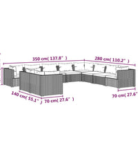 10-tlg. Garten-Lounge-Set mit Kissen Braun Poly Rattan