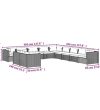 11-tlg. Garten-Lounge-Set mit Kissen Braun Poly Rattan