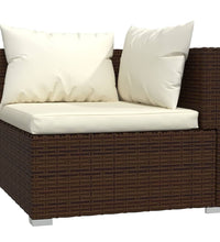 10-tlg. Garten-Lounge-Set mit Kissen Poly Rattan Braun