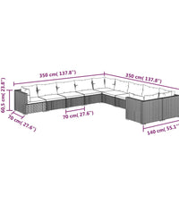 10-tlg. Garten-Lounge-Set mit Kissen Poly Rattan Braun