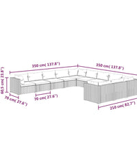 11-tlg. Garten-Lounge-Set mit Kissen Poly Rattan Braun