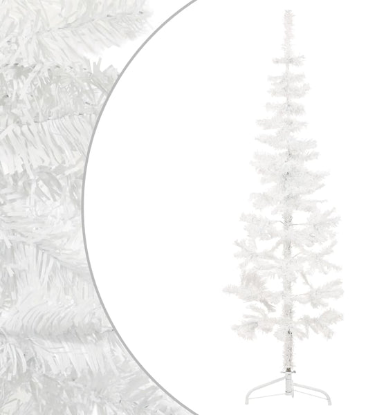 Künstlicher Halb-Weihnachtsbaum mit Ständer Schlank Weiß 150 cm