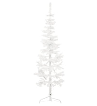 Künstlicher Halb-Weihnachtsbaum mit Ständer Schlank Weiß 180 cm