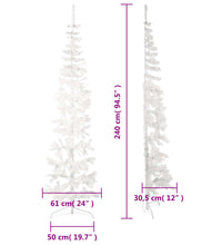 Künstlicher Halb-Weihnachtsbaum mit Ständer Schlank Weiß 240 cm