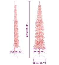 Künstlicher Halb-Weihnachtsbaum mit Ständer Schlank Rosa 240 cm