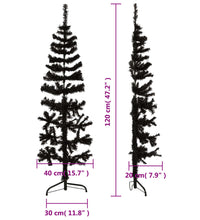 Künstlicher Halb-Weihnachtsbaum Ständer Schlank Schwarz 120 cm