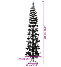 Künstlicher Halb-Weihnachtsbaum Ständer Schlank Schwarz 180 cm