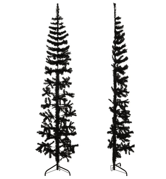Künstlicher Halb-Weihnachtsbaum Ständer Schlank Schwarz 210 cm