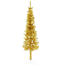 Künstlicher Halb-Weihnachtsbaum mit Ständer Schlank Gold 150 cm