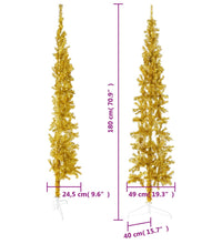 Künstlicher Halb-Weihnachtsbaum mit Ständer Schlank Gold 180 cm