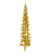 Künstlicher Halb-Weihnachtsbaum mit Ständer Schlank Gold 210 cm