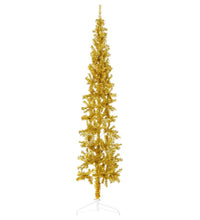 Künstlicher Halb-Weihnachtsbaum mit Ständer Schlank Gold 240 cm