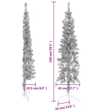 Künstlicher Halb-Weihnachtsbaum Ständer Schlank Silbern 150 cm
