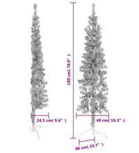 Künstlicher Halb-Weihnachtsbaum Ständer Schlank Silbern 180 cm