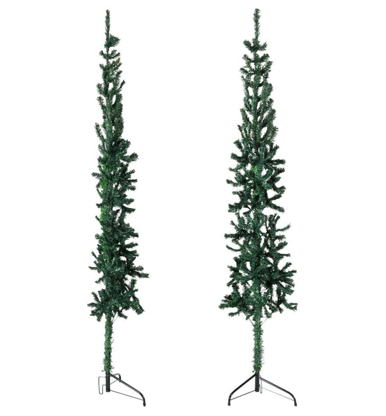 Künstlicher Halb-Weihnachtsbaum mit Ständer Schlank Grün 240 cm