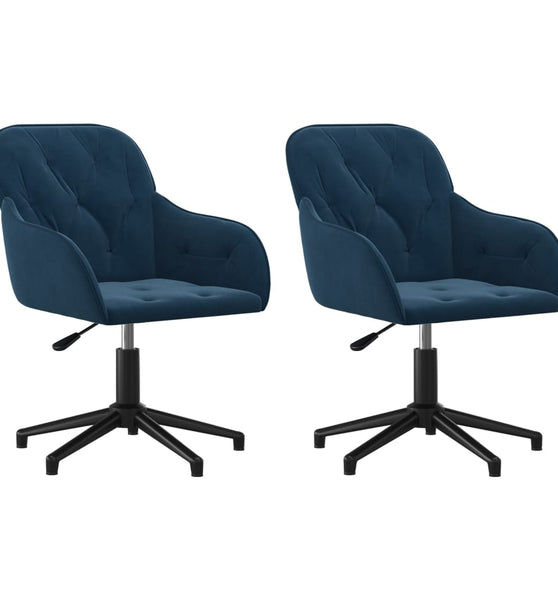 Esszimmerstühle 2 Stk. Drehbar Blau Samt