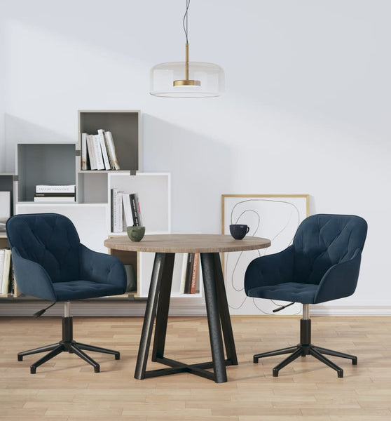 Esszimmerstühle 2 Stk. Drehbar Blau Samt