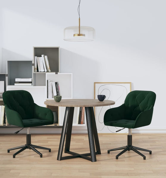 Esszimmerstühle 2 Stk. Drehbar Dunkelgrün Samt