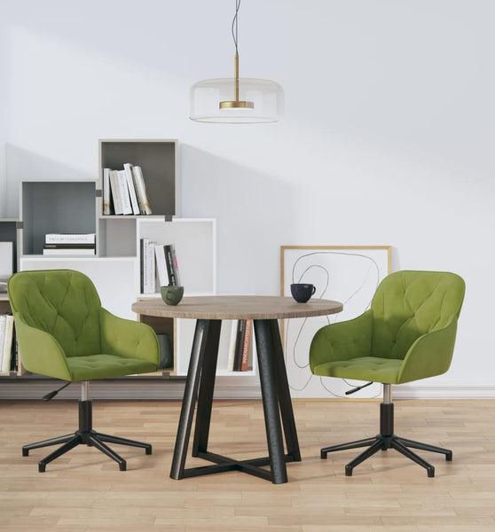 Esszimmerstühle 2 Stk. Drehbar Hellgrün Samt