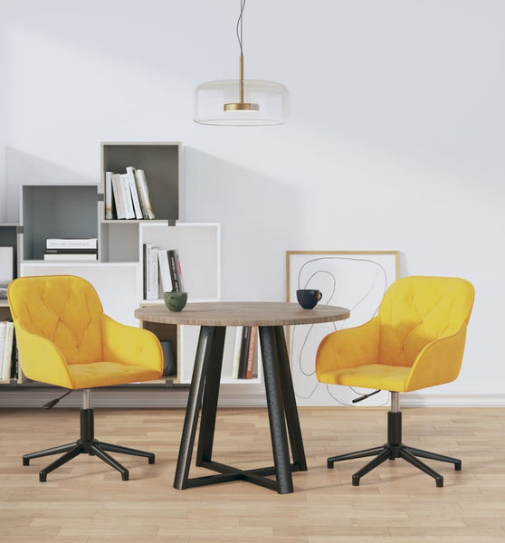 Esszimmerstühle 2 Stk. Drehbar Gelb Samt