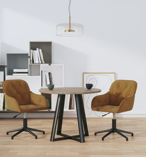 Esszimmerstühle 2 Stk. Drehbar Braun Samt