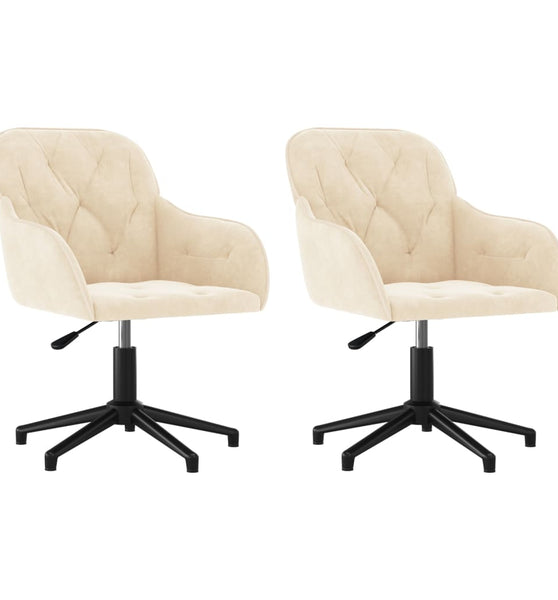 Esszimmerstühle 2 Stk. Drehbar Creme Samt