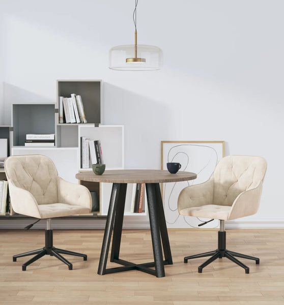 Esszimmerstühle 2 Stk. Drehbar Creme Samt