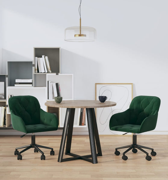 Esszimmerstühle 2 Stk. Drehbar Dunkelgrün Samt