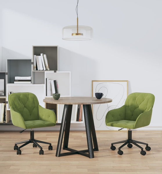 Esszimmerstühle 2 Stk. Drehbar Hellgrün Samt