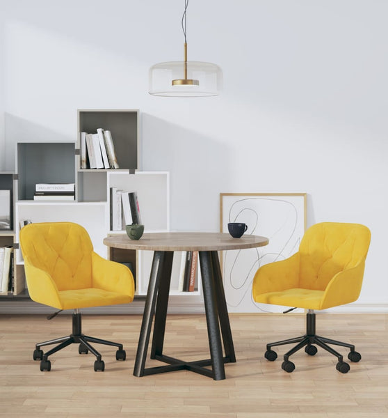 Esszimmerstühle 2 Stk. Drehbar Gelb Samt